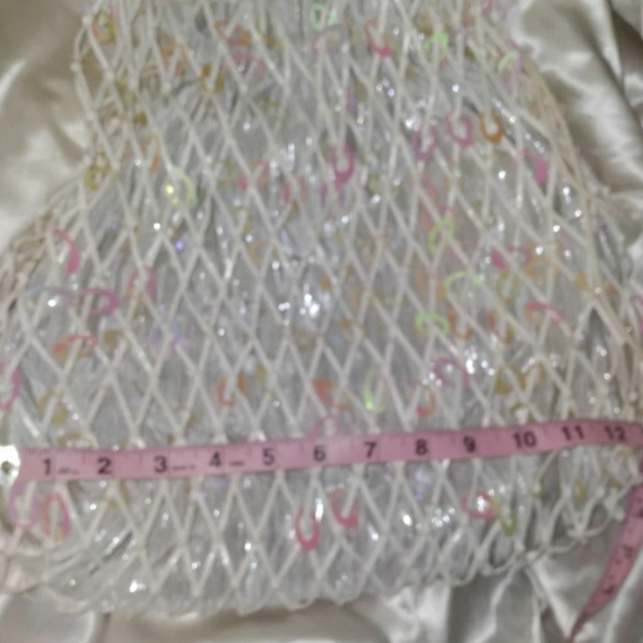 Shimmering Sequin Hobo Bag White - Picture 11 of 14